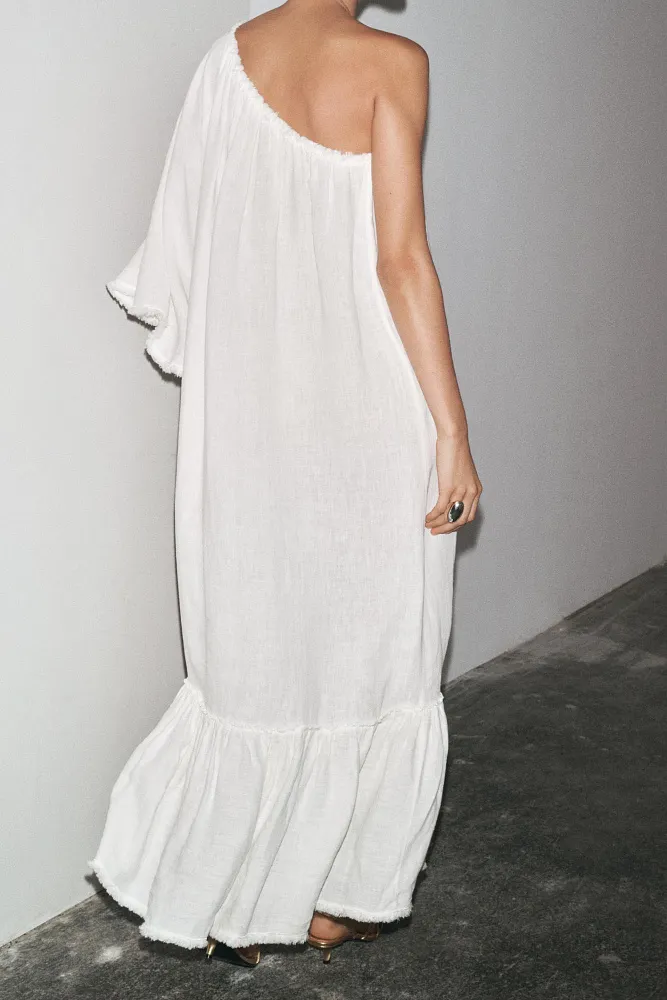 Асимметричное платье из льна ZARA