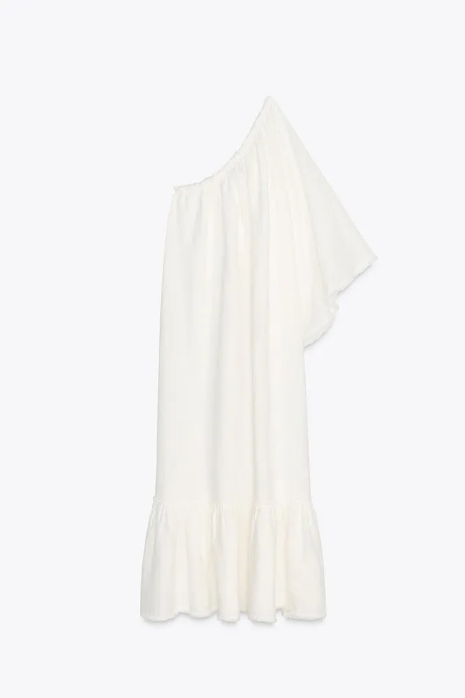 Асимметричное платье из льна ZARA