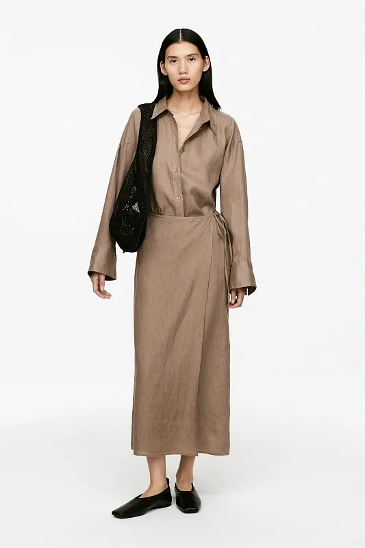 Льняная юбка с запахом