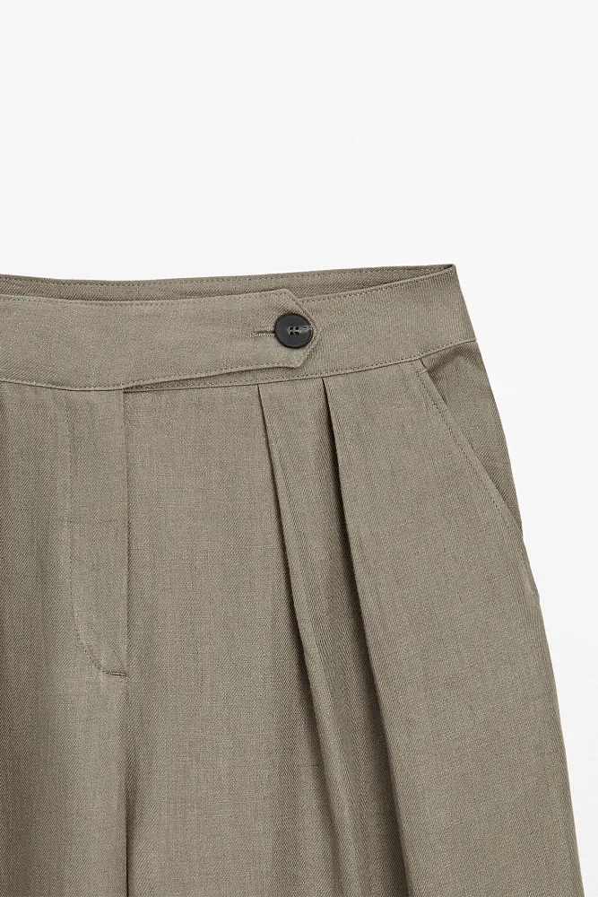 Льняные брюки с двойными защипами MASSIMO DUTTI