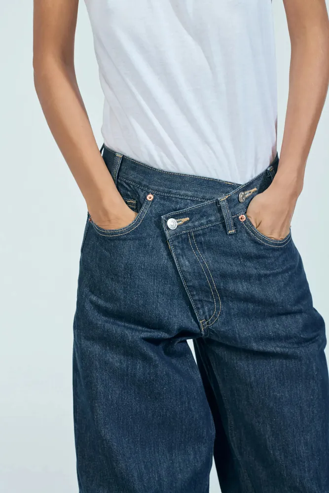 Широкие джинсы TRF с асимметричной молнией ZARA