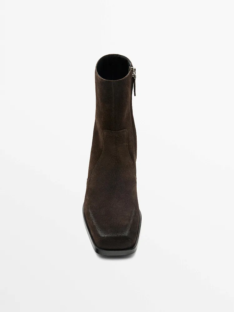Ботильоны из натуральной замши MASSIMO DUTTI