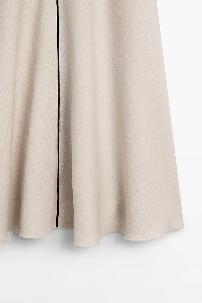 Расклешенная юбка-миди из льна MASSIMO DUTTI