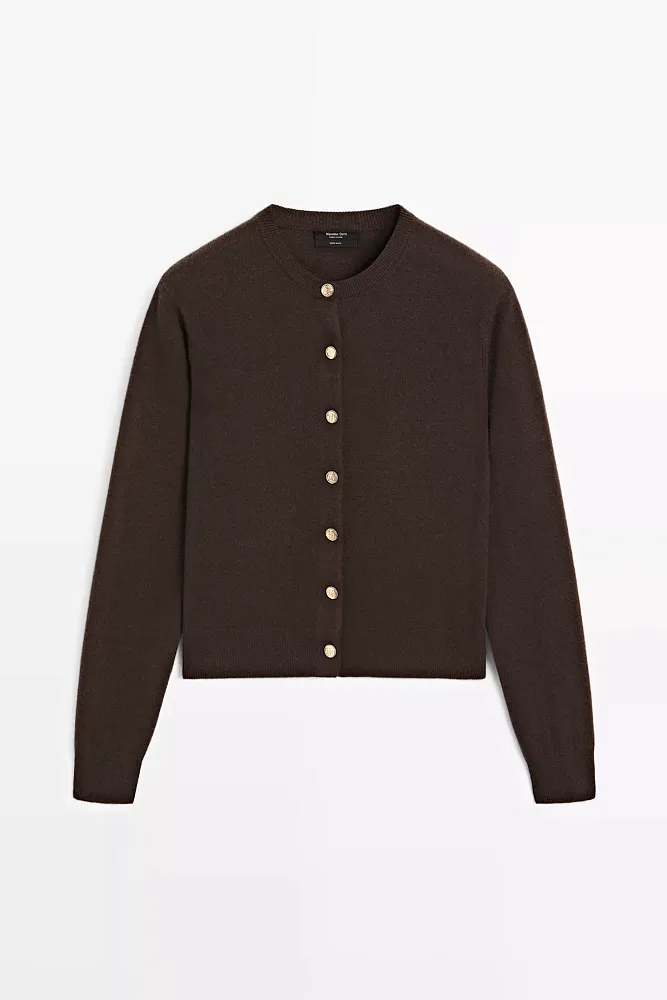 Кардиган из чистой шерсти с золотистыми пуговицами MASSIMO DUTTI
