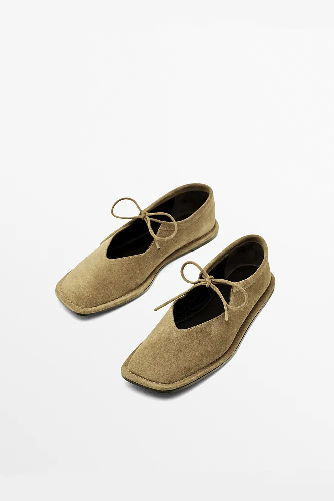 Замшевые балетки MASSIMO DUTTI