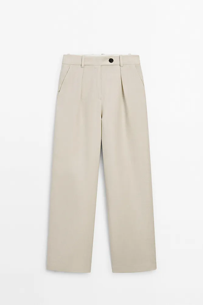 Костюмные брюки из льна MASSIMO DUTTI