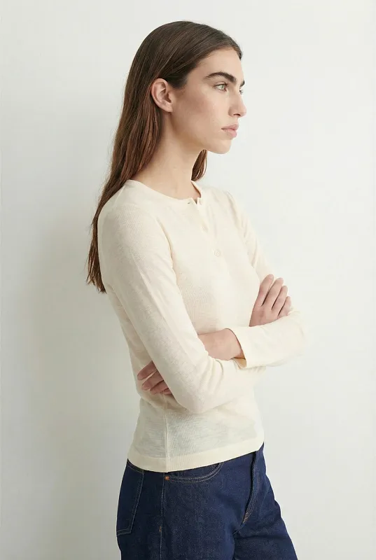 Лонгслив в рубчик с воротником хенли COS Лонгслив в рубчик с воротником хенли COS