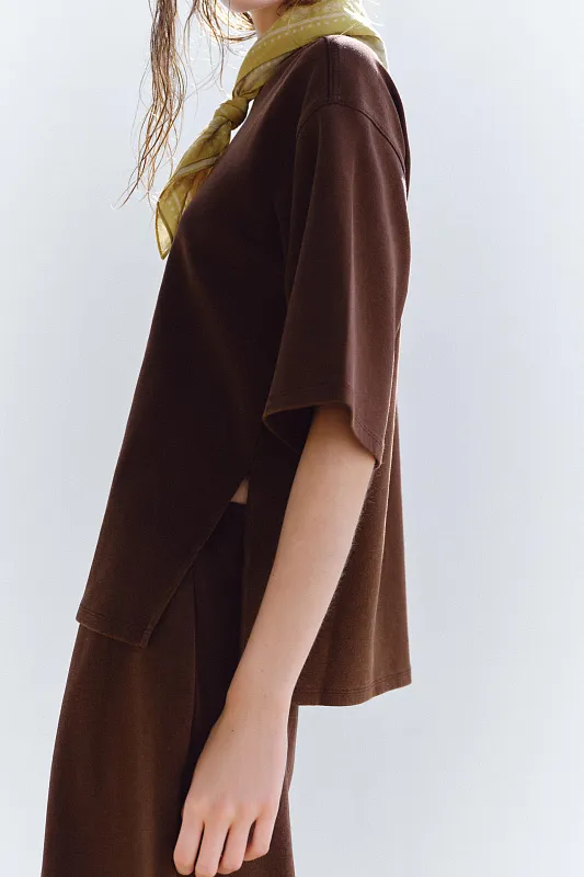 Футболка из интерлока с эффектом потертости ZARA Футболка из интерлока с эффектом потертости ZARA