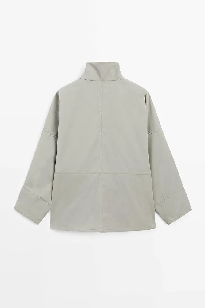 Куртка из смеси хлопка с высоким воротником MASSIMO DUTTI