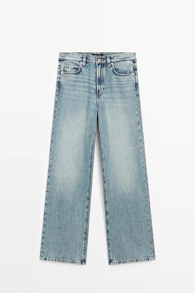 Широкие джинсы с высокой посадкой MASSIMO DUTTI