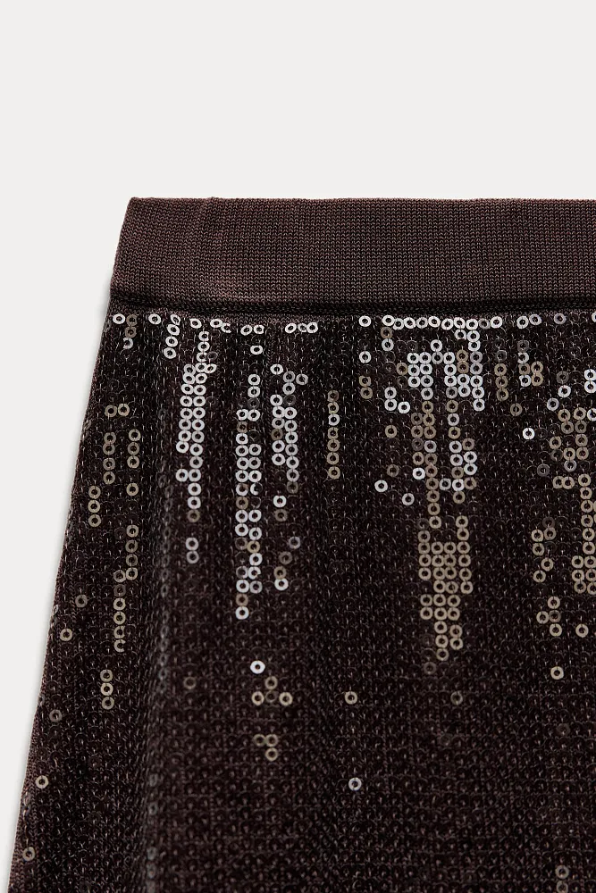 Юбка миди с кружевом и пайетками ZARA