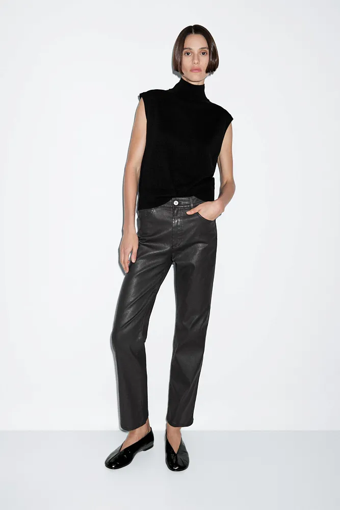 Брюки прямого кроя с высокой посадкой MASSIMO DUTTI