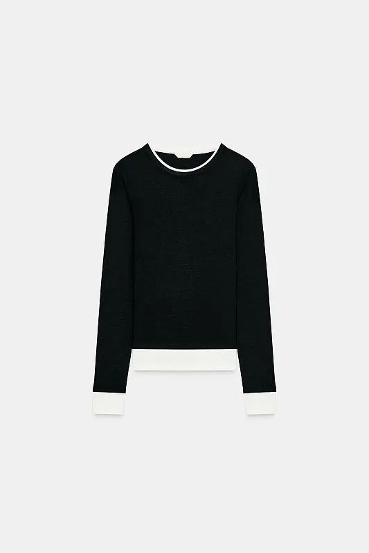 Лонгслив с двойным контрастом ZARA Лонгслив с двойным контрастом ZARA
