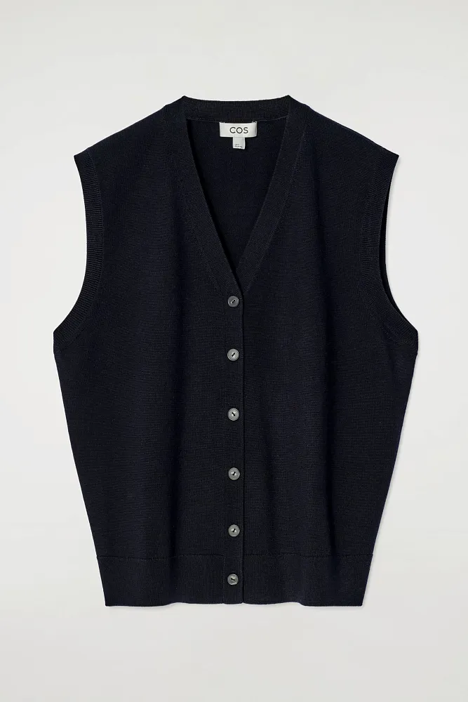 Жилет из мериносовой шерсти с V-образным вырезом COS