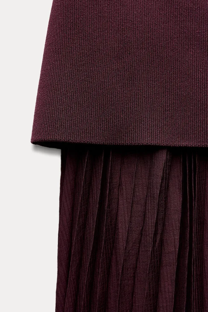 Комбинированная трикотажная юбка с плиссировкой ZARA
