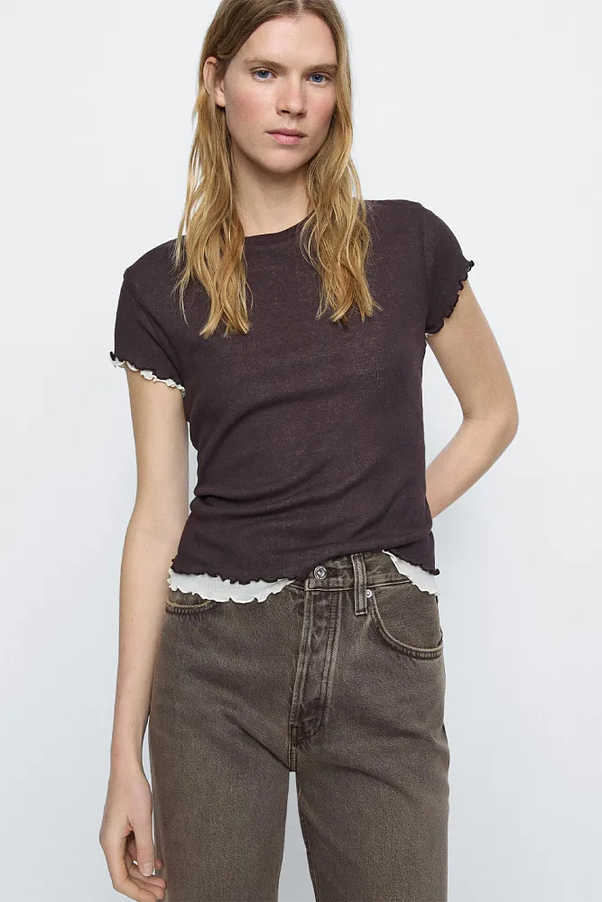 Прямые джинсы с завышенной посадкой MASSIMO DUTTI