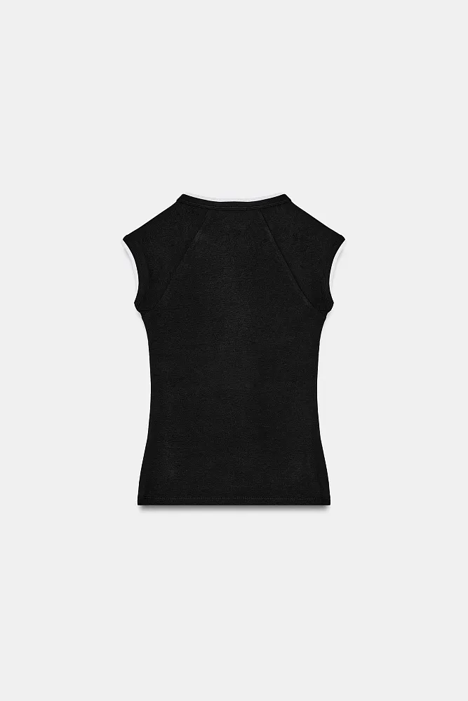 Футболка с двойным коротким рукавом ZARA