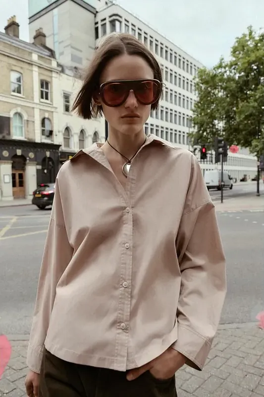 Рубашка из поплина ZARA   Рубашка из поплина ZARA