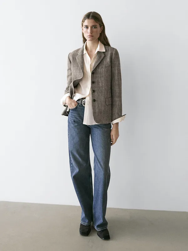Пиджак из смесовой шерсти MASSIMO DUTTI Пиджак из смесовой шерсти MASSIMO DUTTI