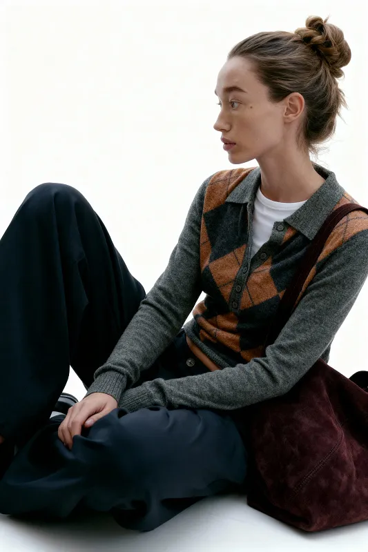 Джемпер-поло с ромбами ZARA Джемпер-поло с ромбами ZARA