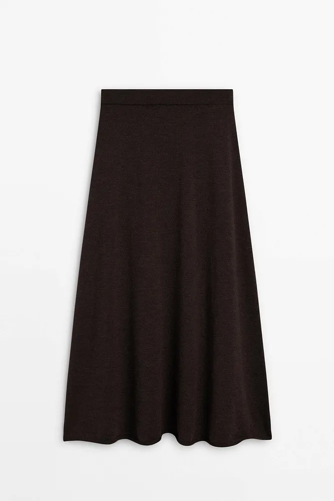 Длинная расклешенная юбка из мериносовой шерсти MASSIMO DUTTI