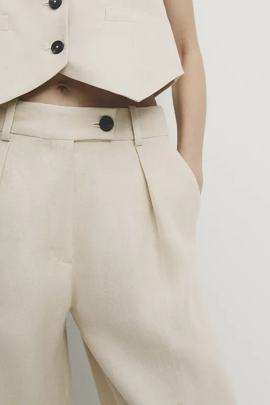 Костюмные брюки из льна MASSIMO DUTTI Костюмные брюки из льна MASSIMO DUTTI