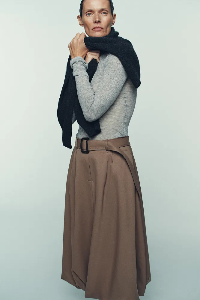 Юбка-баллон миди с поясом ZARA