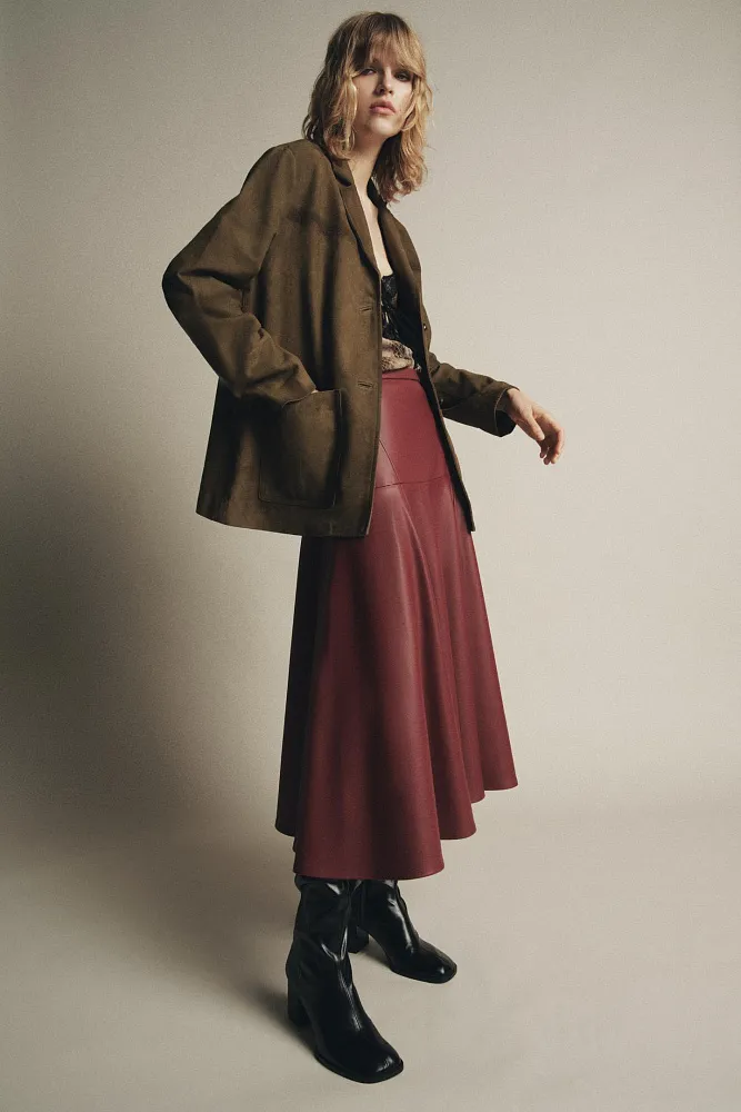 Юбка миди из искусственной кожи ZARA