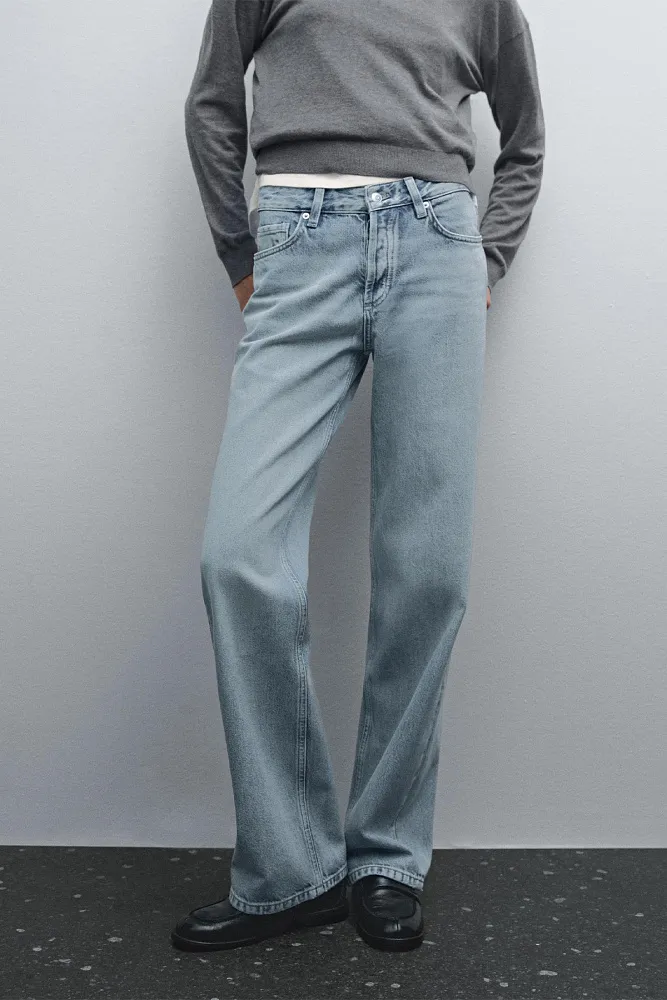 Широкие джинсы со средней посадкой MASSIMO DUTTI