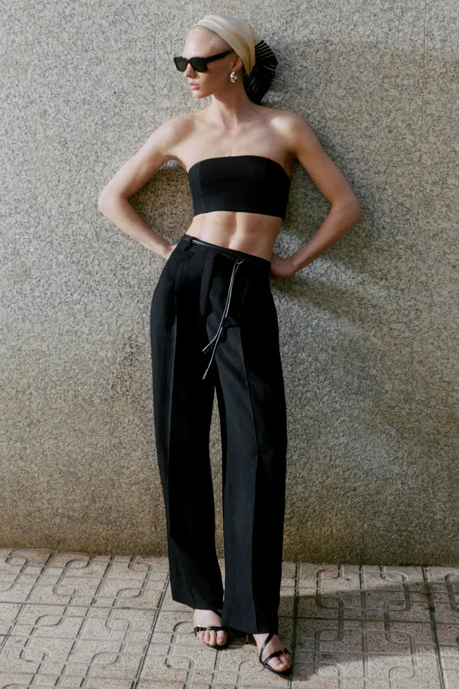 Льняные брюки с защипами COS