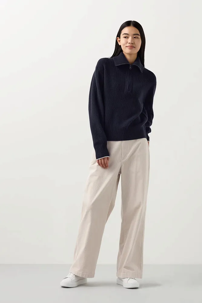 Свитер с полумолнией из овечьей шерсти UNIQLO