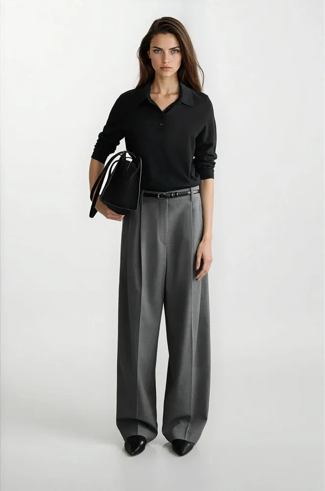 Широкие брюки из твила Широкие брюки из твила