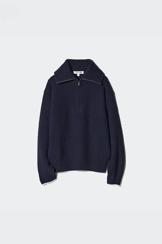 Свитер с полумолнией из овечьей шерсти UNIQLO Свитер с полумолнией из овечьей шерсти UNIQLO