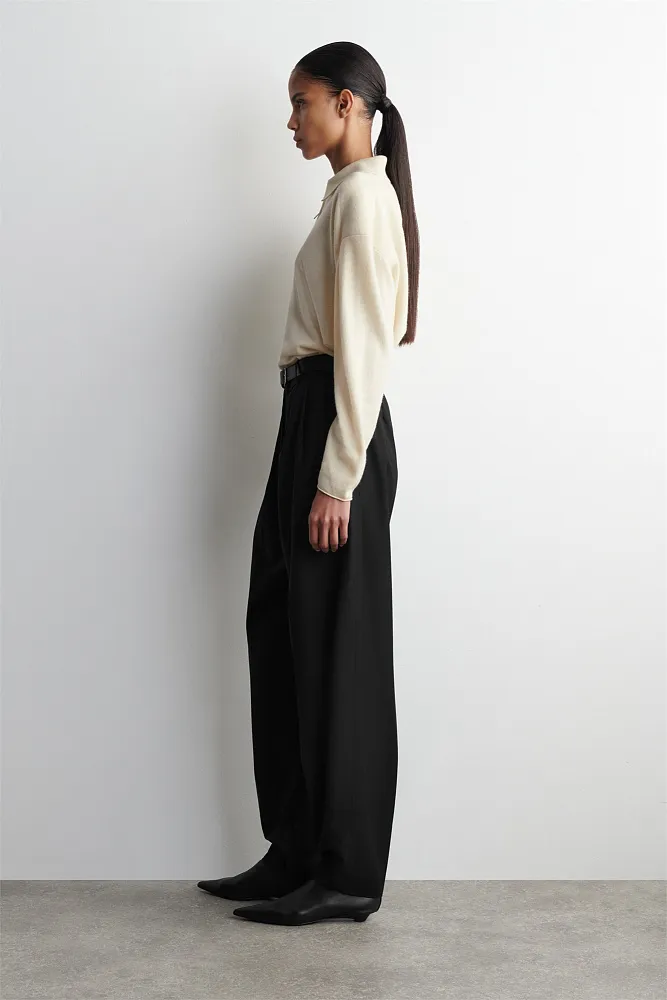 Рубашка-поло из шерсти мериноса и яка на молнии COS