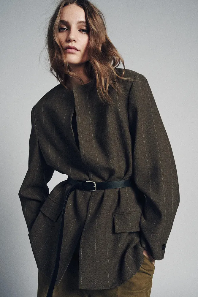 Пиджак в полоску с поясом ZARA