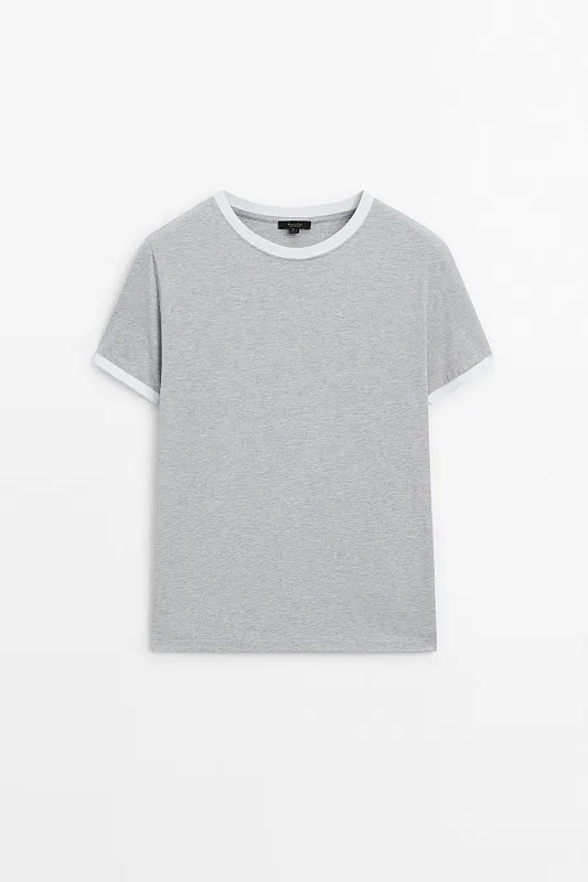 Футболка с контрастными деталями MASSIMO DUTTI Футболка с контрастными деталями MASSIMO DUTTI