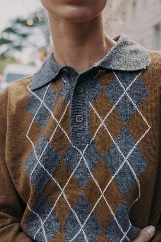 Трикотажный джемпер-поло с узором "ромбы" ZARA   Трикотажный джемпер-поло с узором "ромбы" ZARA