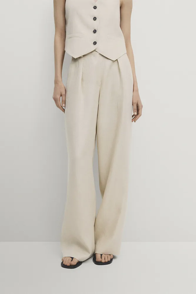 Костюмные брюки из льна MASSIMO DUTTI