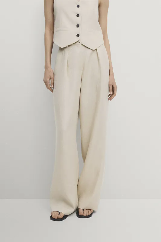 Костюмные брюки из льна MASSIMO DUTTI Костюмные брюки из льна MASSIMO DUTTI