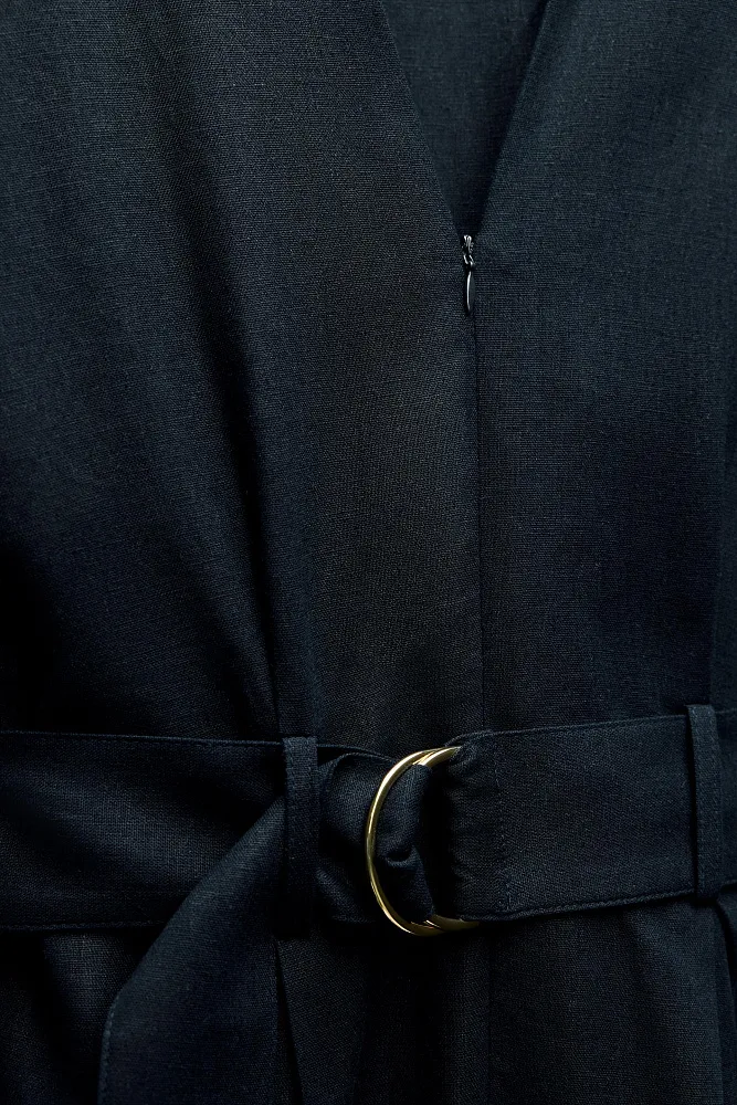 Льняной комбинезон с поясом ZARA