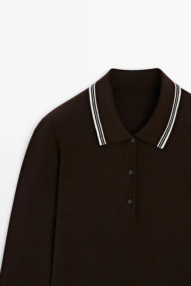 Джемпер-поло с контрастными деталями MASSIMO DUTTI