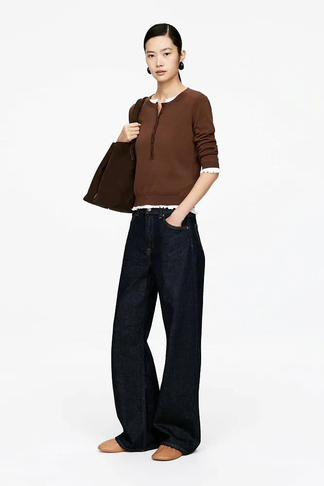 Трикотажный топ с воротником хенли ARKET