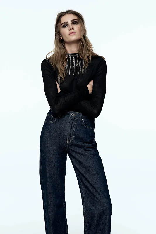 Прямые джинсы с завышенной посадкой ZARA   Прямые джинсы с завышенной посадкой ZARA