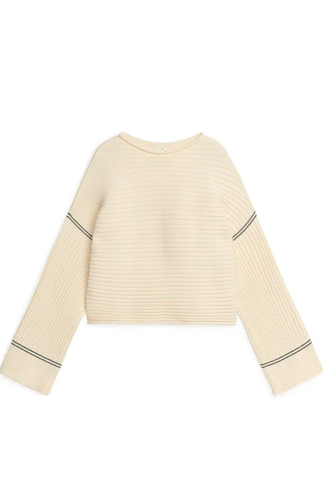 Хлопковый джемпер в рубчик ARKET