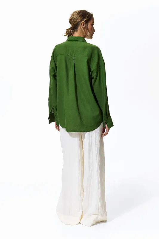 Рубашка свободного кроя из смесового льна H&M Premium Selection Рубашка свободного кроя из смесового льна H&M Premium Selection