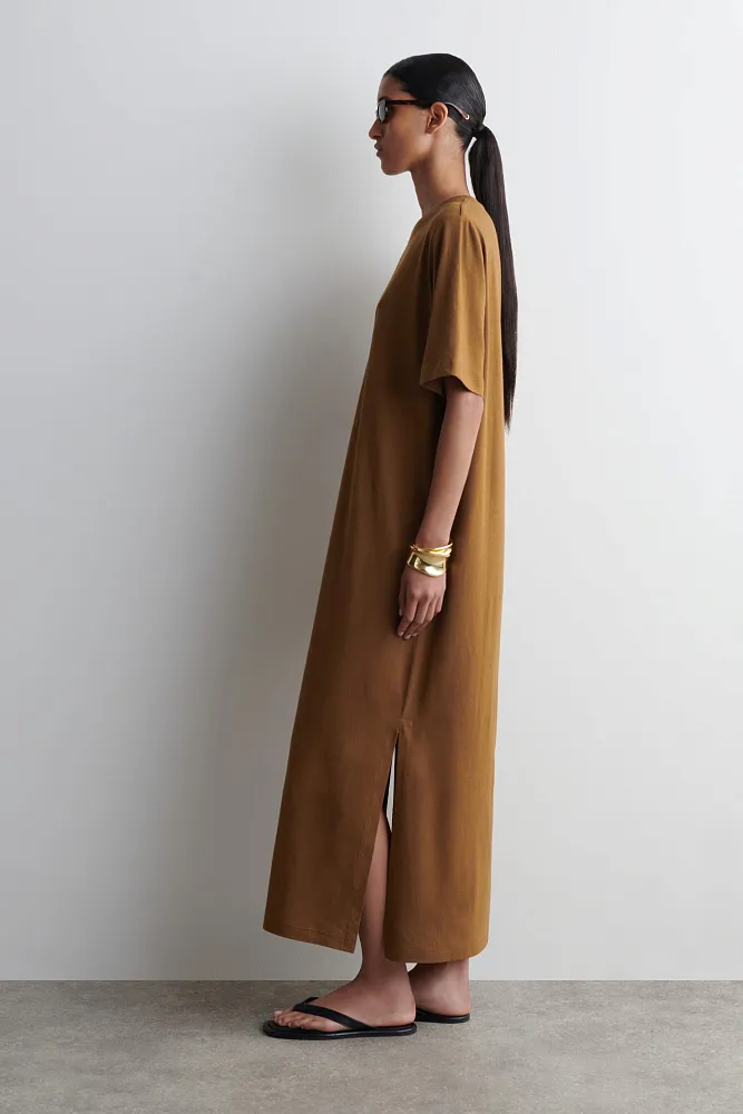 Платье-футболка макси из хлопка и льна COS