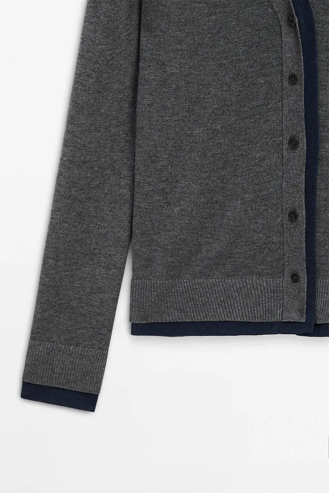 Кардиган из смесовой шерсти с двойной окантовкой MASSIMO DUTTI
