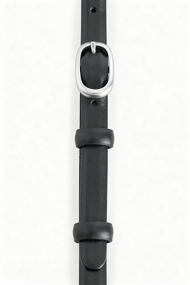 Тонкий кожаный ремень с овальной пряжкой COS