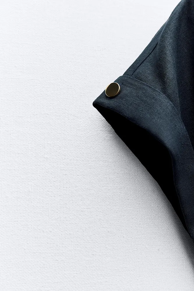 Льняной комбинезон с поясом ZARA