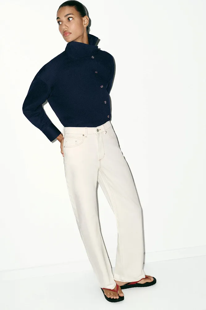 Прямые джинсы с высокой посадкой ZARA